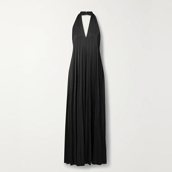 NEW $695 A.L.C. Rio pleated satin halterneck jumpsuit - Picture 4 of 11